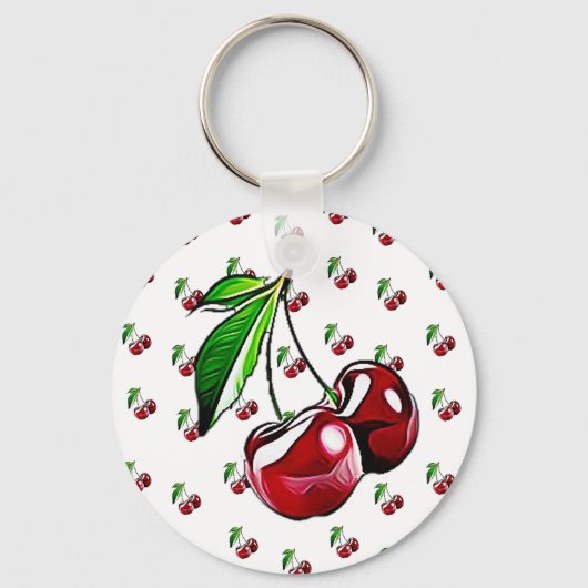 Cute Retro Cherries Sleutelhanger (Voorkant)