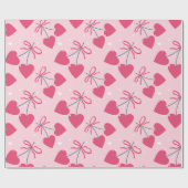 Cute Retro Cherry Heart Valentine Seamless Pattern Cadeaupapier (Vlak)