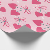 Cute Retro Cherry Heart Valentine Seamless Pattern Cadeaupapier (Hoek)