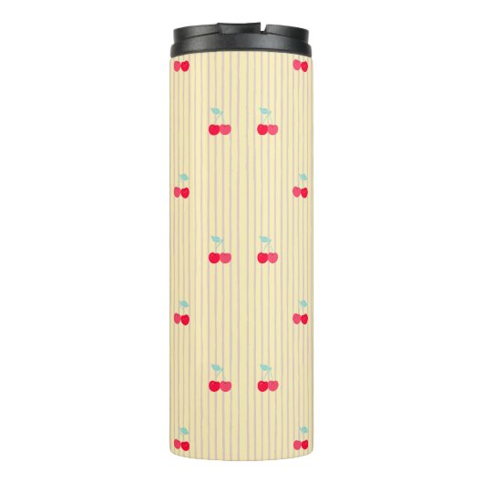 Cute Retro Cherry Pattern Retro Pop Thermosbeker (Achterkant)