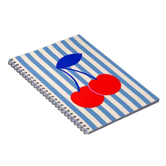 Cute Retro Cherry Striped Notitieboek (Rechterzijde)