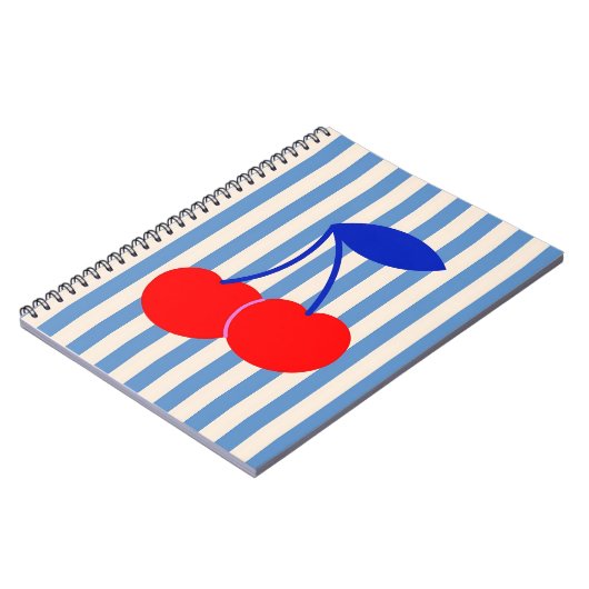 Cute Retro Cherry Striped Notitieboek (Linkerzijde)