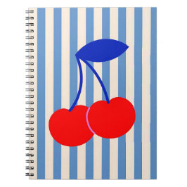 Cute Retro Cherry Striped Notitieboek