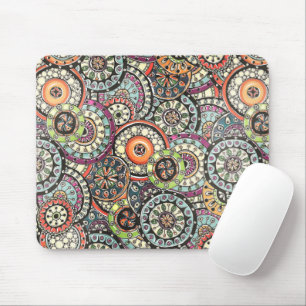 Cute Retro Chic Funky Floral Circles Art Patroon Muismat