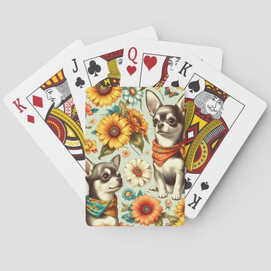 Cute Retro Chihuahua Illustratie Pokerkaarten (Achterkant)