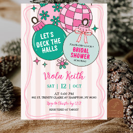 Cute Retro Christmas Deck the Halls Bridal Shower Kaart