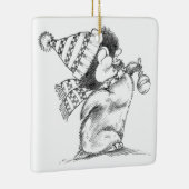 Cute Retro Christmas Penguin with Hat and Scarf Keramisch Ornament (Rechts)
