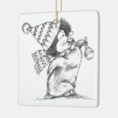 Cute Retro Christmas Penguin with Hat and Scarf Keramisch Ornament (Links)