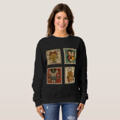 Cute Retro Christmas Stamp Collage Women’s Trui (Voorkant volledig)