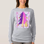 Cute Retro Christmas Tree and Cat Art on T-Shirt (Voorkant)