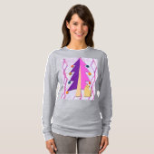 Cute Retro Christmas Tree and Cat Art on T-Shirt (Voorkant volledig)