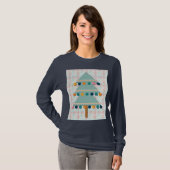 Cute Retro Christmas Tree Art on T-Shirt (Voorkant volledig)