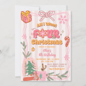 Cute Retro Christmas Winter 4th Birthday Kaart (Voorkant)