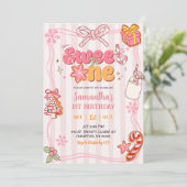 Cute Retro Christmas Winter Girl Sweet One  Kaart (Staand voorkant)