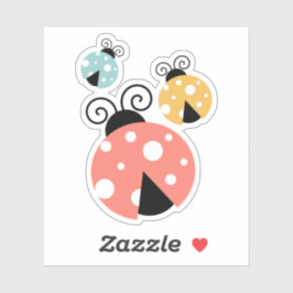 Cute Retro Colored Ladybugs Illustratie Sticker