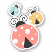 Cute Retro Colored Ladybugs Illustratie Sticker (Voorkant)