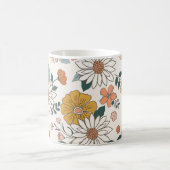 Cute Retro Colorful Floral Pattern Koffiemok (Center)