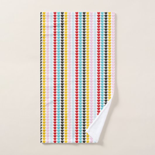 Cute Retro Colorful Hearts Patroon Bad Handdoek (Handdoek)