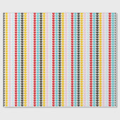 Cute Retro Colorful Hearts Patroon Cadeaupapier (Vlak)