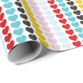 Cute Retro Colorful Hearts Patroon Cadeaupapier (Rol Hoek)
