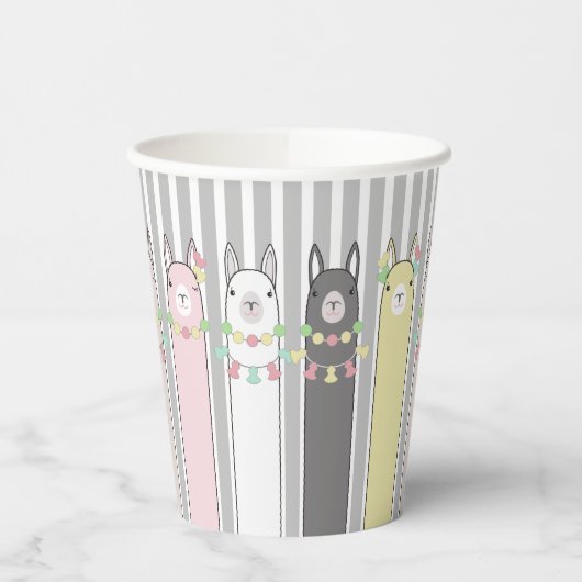 Cute Retro Colorful Llamas Custom Papieren Bekers (Links)