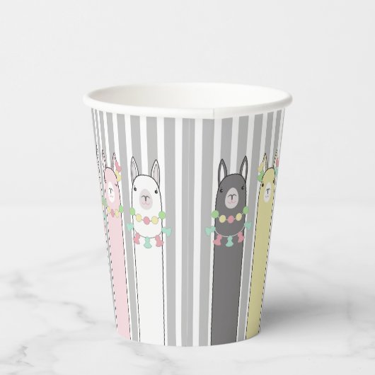 Cute Retro Colorful Llamas Custom Papieren Bekers (Rechts)