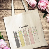 Cute Retro Colorful Llamas Tote Bag