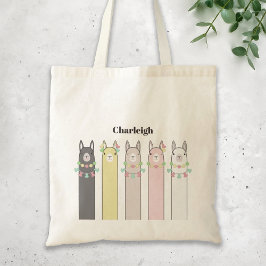 Cute Retro Colorful Llamas Tote Bag