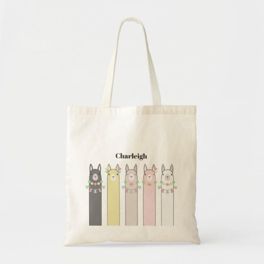 Cute Retro Colorful Llamas Tote Bag (Voorkant)
