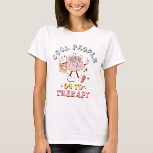 Cute Retro Cool People Go to Therapy T-shirt (Voorkant)