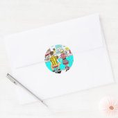 Cute Retro Couple Holding Hands op Diner Ronde Sticker (Envelop)