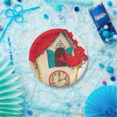 Cute retro  cuckoo klokpartij papieren bordje (Feest)