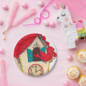 Cute retro  cuckoo klokpartij papieren bordje (Feest)
