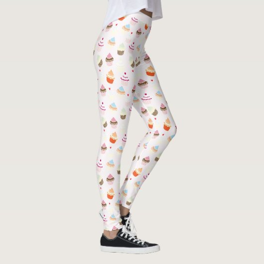 Cute Retro Cupcakes Sweet Dessert Cake Patroon Leggings (Rechts)