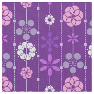 Cute retro dark paars look floral Patroon Stof