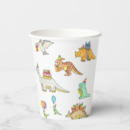 Cute Retro Dinosauriërs Verjaardagsfeestje Papieren Bekers