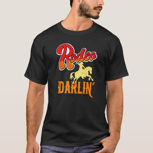 Cute Retro Distress Rodeo Darlin' Horse & Bull G T-shirt (Voorkant)