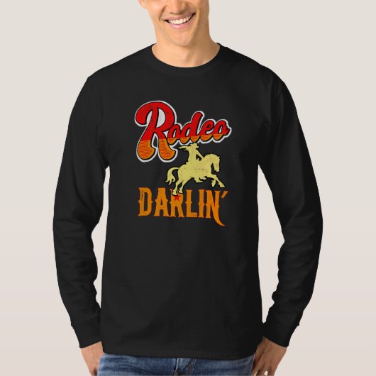 Cute Retro Distress Rodeo Darlin' Horse & Bull G T-shirt (Voorkant)