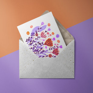 Cute retro-doodle bloemen briefkaart