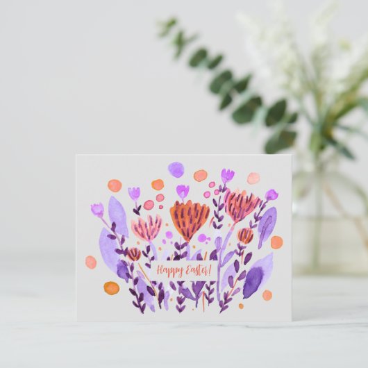 Cute retro-doodle bloemen Paaskaart Feestdagenkaart (Staand voorkant)