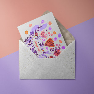 Cute retro-doodle bloemen Paaskaart Feestdagenkaart