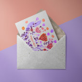 Cute retro-doodle bloemen Paaskaart Feestdagenkaart