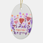 Cute retro-doodle bloemen Pasen Keramisch Ornament (Links)