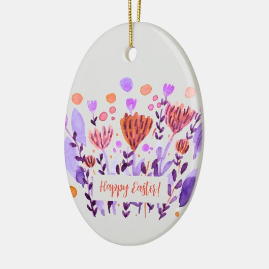 Cute retro-doodle bloemen Pasen Keramisch Ornament (Links)