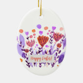 Cute retro-doodle bloemen Pasen Keramisch Ornament (Achterkant)