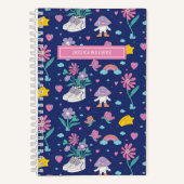 Cute Retro Doodle Flower Pattern Girly Floral Notitieboek (Voorkant)