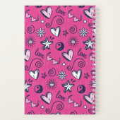 Cute Retro Doodle Heart Star Love Patroon Roze Notitieboek (Achterkant)