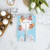 Cute retro Easter Angels voegt bericht toe Kaart