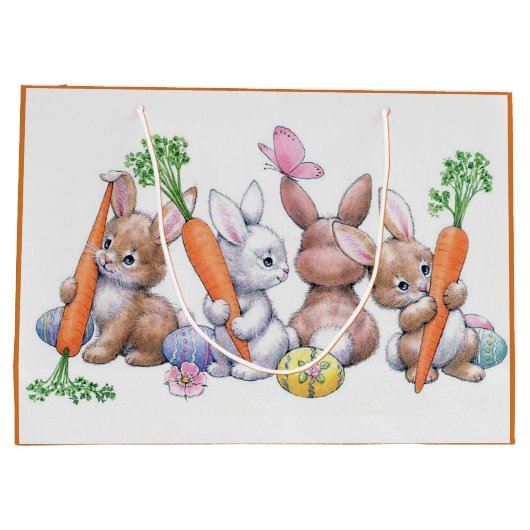 Cute retro  Easter bunnies Groot Cadeauzakje (Achterkant)