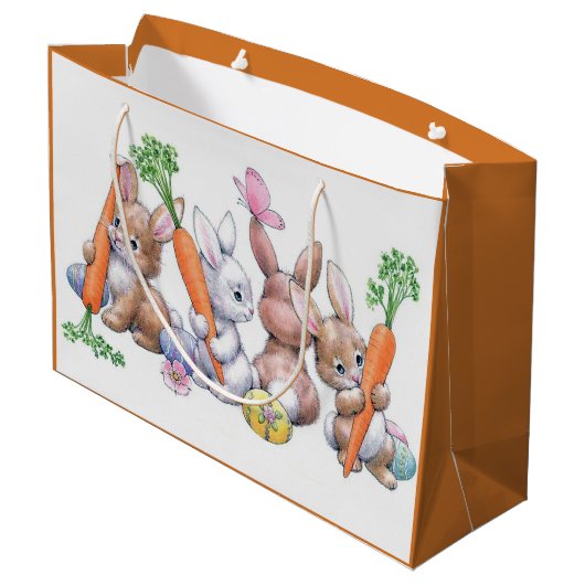 Cute retro  Easter bunnies Groot Cadeauzakje (Achterkant Gekanteld)